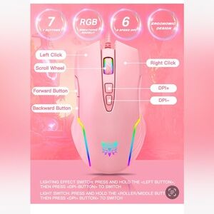 Pink rainbow led mouse